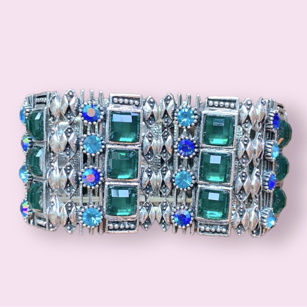 Emerald Blue Statement Bracelet - image 1